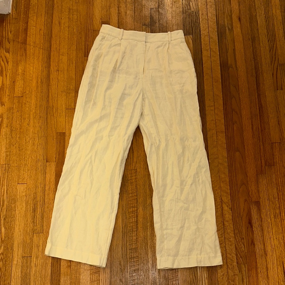 & Other Stories Cream High-Waisted Wide-Leg Trousers